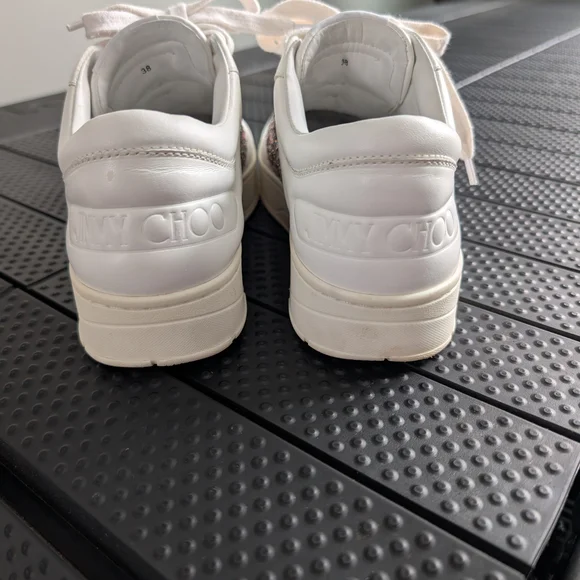 Jimmy Choo White Sneakers with Glitter Detail - Picture 2 of 10